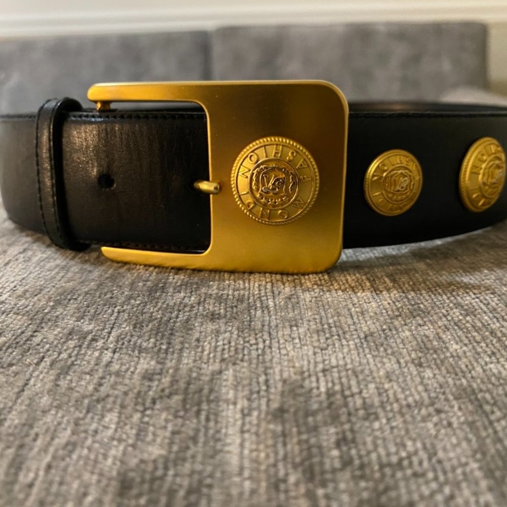 Mondi Leather belt (black with gold hardware) size 27" - 29"